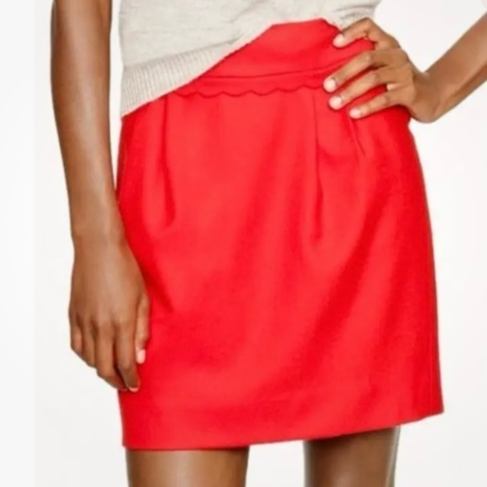 J. Crew Cerise Red Poppy Wool Flannel Mini Skirt